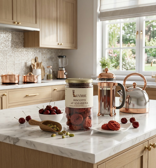 Amarena Cherry and Pistachio Biscuits